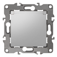 Розетка с заземлением и с крышкой Эра 12N Алюминий (в сборе) 