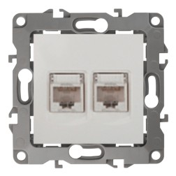 Розетка компьютерная двойная 2xRJ45 UTP 5e категории Эра 12N Белый (в сборе) 