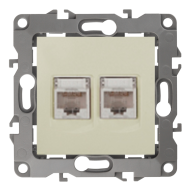 Розетка компьютерная двойная 2xRJ45 UTP 5e категории Эра 12N Слоновая кость (в сборе) 