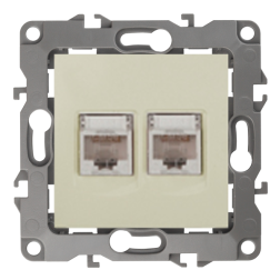 Розетка компьютерная двойная 2xRJ45 UTP 5e категории Эра 12N Слоновая кость (в сборе) 