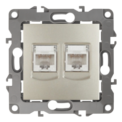 Розетка компьютерная двойная 2xRJ45 UTP 5e категории Эра 12N Шампань (в сборе) 