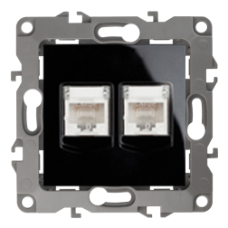 Розетка компьютерная двойная 2xRJ45 UTP 5e категории Эра 12N Черный (в сборе) 