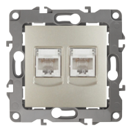 Розетка телефон компьютер RJ11 / RJ45 UTP 5e категории Эра 12N Шампань (в сборе) 