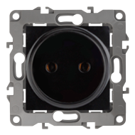 Розетка без заземления Эра 12N Черный (в сборе) 