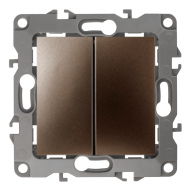 Переключатель двухклавишный (проходной) Эра 12N Бронза (в сборе) 