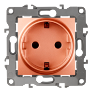 Розетка с заземлением, самозажимные клеммы Эра 12N Медь (в сборе) 