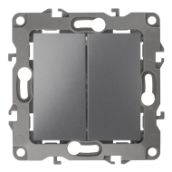 Выключатель двухклавишный Эра 12N Графит (в сборе) 