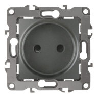 Розетка без заземления Эра 12N Графит (в сборе) 
