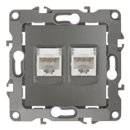 Розетка компьютерная двойная 2xRJ45 UTP 5e категории Эра 12N Графит (в сборе) 
