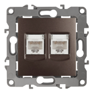 Розетка компьютерная двойная 2xRJ45 UTP 5e категории Эра 12N Бронза (в сборе) 