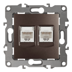 Розетка компьютерная двойная 2xRJ45 UTP 5e категории Эра 12N Бронза (в сборе) 