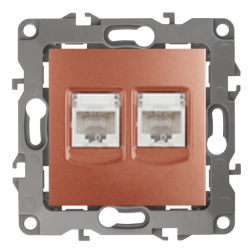 Розетка компьютерная двойная 2xRJ45 UTP 5e категории Эра 12N Медь (в сборе) 