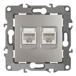 Розетка компьютерная двойная 2xRJ45 UTP 5e категории Эра 12N Перламутровый (в сборе) 