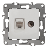 Розетка TV / RJ45 UTP 5e Эра 12N Белый (в сборе) 