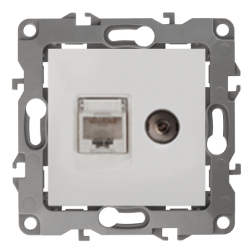 Розетка TV / RJ45 UTP 5e Эра 12N Белый (в сборе) 