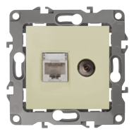 Розетка TV / RJ45 UTP 5e Эра 12N Слоновая кость (в сборе) 