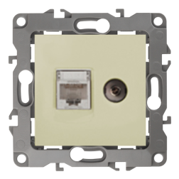 Розетка TV / RJ45 UTP 5e Эра 12N Слоновая кость (в сборе) 