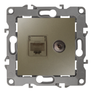 Розетка TV / RJ45 UTP 5e Эра 12N Шампань (в сборе) 