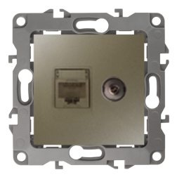 Розетка TV / RJ45 UTP 5e Эра 12N Шампань (в сборе) 