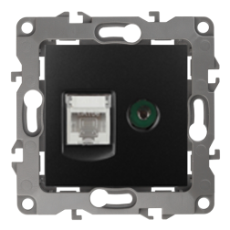 Розетка TV / RJ45 UTP 5e Эра 12N Антрацит (в сборе) 