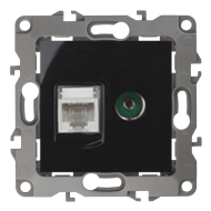 Розетка TV / RJ45 UTP 5e Эра 12N Черный (в сборе) 