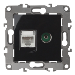 Розетка TV / RJ45 UTP 5e Эра 12N Черный (в сборе) 