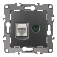 Розетка TV / RJ45 UTP 5e Эра 12N Графит (в сборе) 
