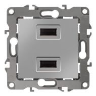 Розетка USB для зарядки устройств Эра 12N Алюминий (в сборе) 