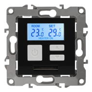 Терморегулятор для теплого пола с внешним датчиком Эра 12N Антрацит (в сборе) 