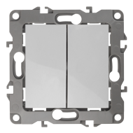 Выключатель двухклавишный Эра Elegance Белый (в сборе) 