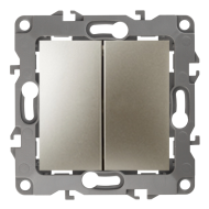 Выключатель двухклавишный Эра Elegance Шампань (в сборе) 