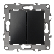 Выключатель двухклавишный Эра Elegance Антрацит (в сборе) 