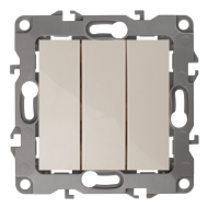 Выключатель трехклавишный Эра Elegance Слоновая кость (в сборе) 