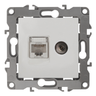 Розетка TV / RJ45 UTP 5e Эра Elegance Белый (в сборе) 