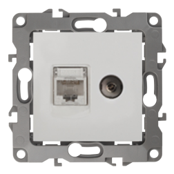 Розетка TV / RJ45 UTP 5e Эра Elegance Белый (в сборе) 