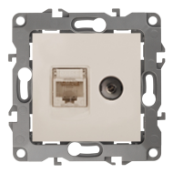 Розетка TV / RJ45 UTP 5e Эра Elegance Слоновая кость (в сборе) 