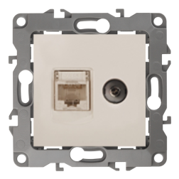Розетка TV / RJ45 UTP 5e Эра Elegance Слоновая кость (в сборе) 