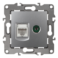 Розетка TV / RJ45 UTP 5e Эра Elegance Алюминий (в сборе) 