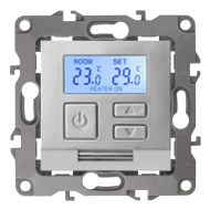 Терморегулятор для теплого пола с внешним датчиком Эра Elegance Алюминий (в сборе) 