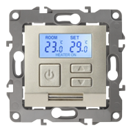 Терморегулятор для теплого пола с внешним датчиком Эра Elegance Шампань (в сборе) 