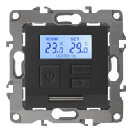 Терморегулятор для теплого пола с внешним датчиком Эра Elegance Антрацит (в сборе) 