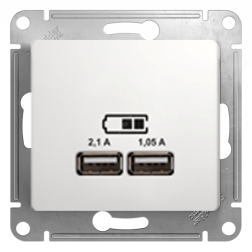 Розетка USB для зарядки устройств Schneider Electric Glossa Белый (в сборе) 