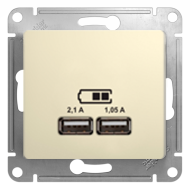 Розетка USB для зарядки устройств Schneider Electric Glossa Бежевый (в сборе) 