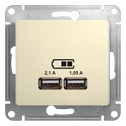 Розетка USB для зарядки устройств Schneider Electric Glossa Бежевый (в сборе) 