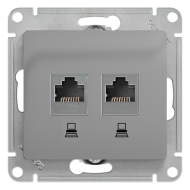 Розетка компьютерная двойная 2xRJ45 UTP 5e категории Schneider Electric Glossa Алюминий (в сборе) 