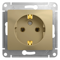 Розетка с заземлением, винтовые клеммы Schneider Electric Glossa Титан (в сборе) 