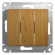 Выключатель трехклавишный Schneider Electric Glossa Дуб (в сборе) 