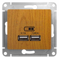 Розетка USB для зарядки устройств Schneider Electric Glossa Дуб (в сборе) 