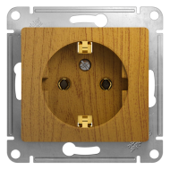 Розетка с заземлением, винтовые клеммы Schneider Electric Glossa Дуб (в сборе) 