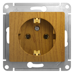 Розетка с заземлением, винтовые клеммы Schneider Electric Glossa Дуб (в сборе) 